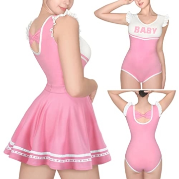 LittleForBig Baumwolle Strampler Onesie Pyjamas Bodysuit-Baby Cheerleader Tennis-Rock Bodysuit Set Rosa XXL - 2