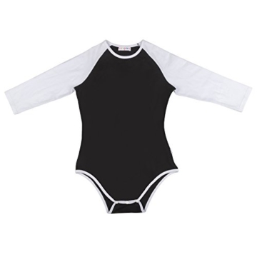 LittleForBig Baumwolle Strampler Onesie Pyjamas Bodysuit -Baseball Raglan Ärmel Schwarz XL - 9
