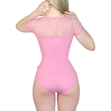 LittleForBig Baumwolle Strampler Onesie Pyjamas Bodysuit –Candy Hearts Rosa XL - 3
