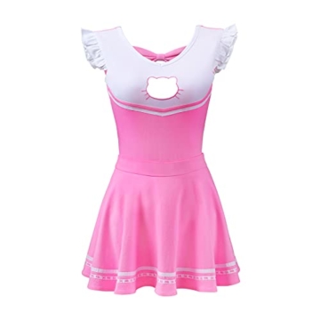 LittleForBig Baumwolle Strampler Onesie Pyjamas Bodysuit –Cosplay Mädchen Hallo Katze Rock Rosa Set M - 8