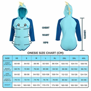 LittleForBig Baumwolle Strampler Onesie Pyjamas Bodysuit-Dino Kapuzenstrampler mit Hörnen Blau XL - 5