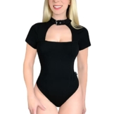LittleForBig Baumwolle Strampler Onesie Pyjamas Bodysuit-Halsband Onesie Tanga Schwarz XS - 1