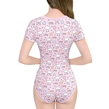 LittleForBig Baumwolle Strampler Onesie Pyjamas Bodysuit-Pastellhimmel Strampler Rosa L - 3