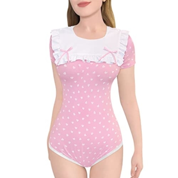 LittleForBig Baumwolle Strampler Onesie Pyjamas Bodysuit - Precious Geraffte Schleife Lätzchen Strampler Rosa XS - 1