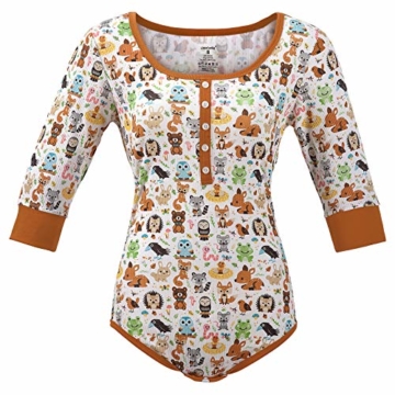 LittleForBig Baumwolle Strampler Onesie Pyjamas Bodysuit-Wald Tiere Braun M - 6