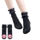 LittleForBig Cosplay 3D Katze Pfoten Pad Silikon Kätzchen Spitzenbesatz Baumwolle Knöchelsocken - Schwarz - 1