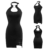 LittleForBig Damen Baumwoll-Overall Vampy Kragen Bodycon Mini Kleid Rock Schwarz L - 7