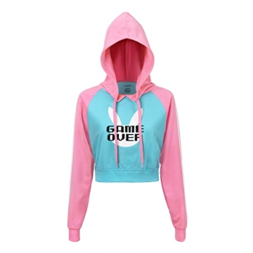 LittleForBig Damen Bunnywatch Cosplay Gaming Lässig Regular Fit Langer Ärmel Kordelzug Cropped Hoodie Jacke Blau XXXXL - 6