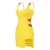 LittleForBig Damen Cosplay Ich Wähle Dich Baumwolle Overall Strampler Bodycon Minikleid mit abnehmbarem Schwanz Gelb XL - 6