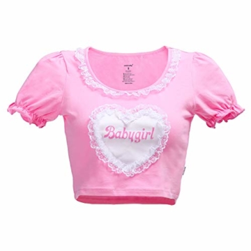 LittleForBig Kawaii bauchfreie Top Puffärmel und U-Ausschnitt Hemd – Kleines Babygirl L - 2