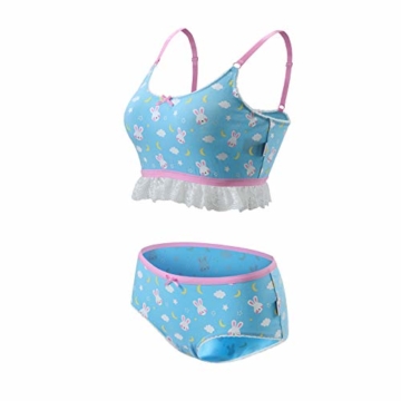 LittleForBig Spitzenbesatz Damen Nachtwäsche Träger Pyjama Cami Top und Shorts Dessous Bralette Loungewear Set-Snuggle Bunny Blau 4XL - 6