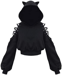 Femboy Hoodie Bauchfrei Pullover mit Katzenohren