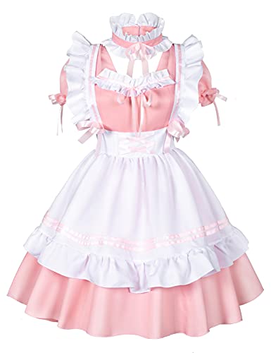 Maid Cosplay Kostüm Rosa – Dienstmädchen-Kleid mit Accessoires für Sissy