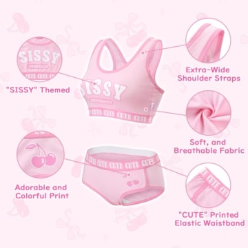 LittleForBig Sissy University Unterwäsche-Set BH und Slip in rosa
