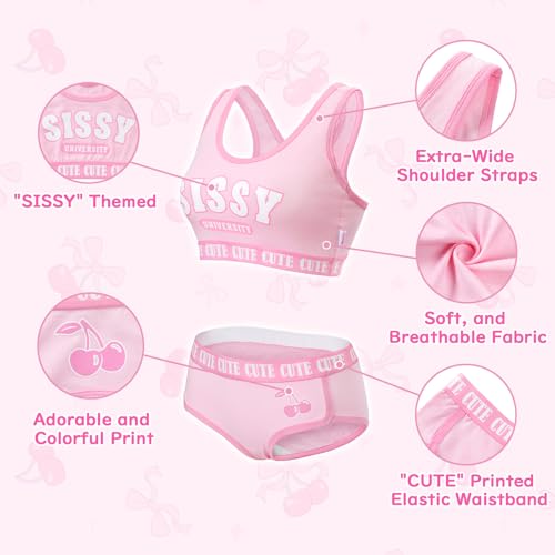 LittleForBig Sissy University Unterwäsche-Set BH und Slip in rosa