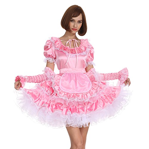 Sissy Dienstmädchen Kleid in Rosa abschließbar