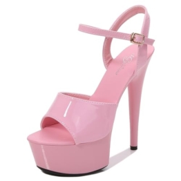 Damen Pumps Sexy Super High Heels 15cm, Wasserdichte Plattform, Sandalen, Model Frauen Sommer High Heel Chunky Shoes mit Offenem Zeh (Pink,37) - 1