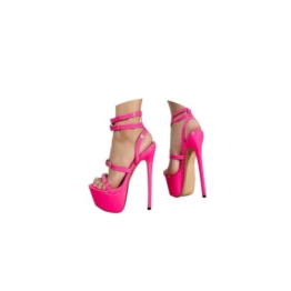 ORANDESIGNE Sexy High Heels für Damen Sommersandalen mit Fischmaul Gefrostete 16cm Stiletto Sandalen mit Offenem Zeh und Schnalle Party Pumps Schuhe L Rose 39 EU - 1