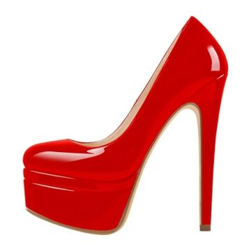 Meinabsatz Damen Plateau Pumps Klassische Geschichtete Plattform High Heels Stiletto Damenschuhe Lackoptik Rot 40 EU - 1
