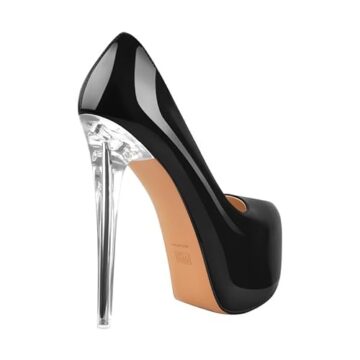Meinabsatz Damen Stiletto High Heels Plateau Pumps Elegante Damenschuhe Party Kleid Stöckelschuhe Lack Schwarz 43 EU - 4