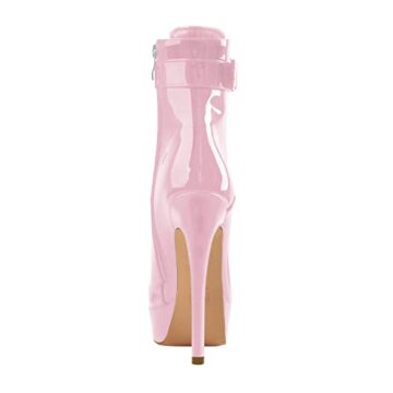 MissHeel Plateau Stiefeletten Schnürstiefel mit Absatz Stilettos Boot High Heels Damenschuhe Pink EU 46 - 4