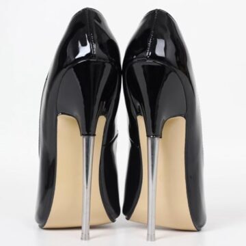 RJXGECUF High Heels 18CM Super High Metall Stiletto,Black-46 - 4