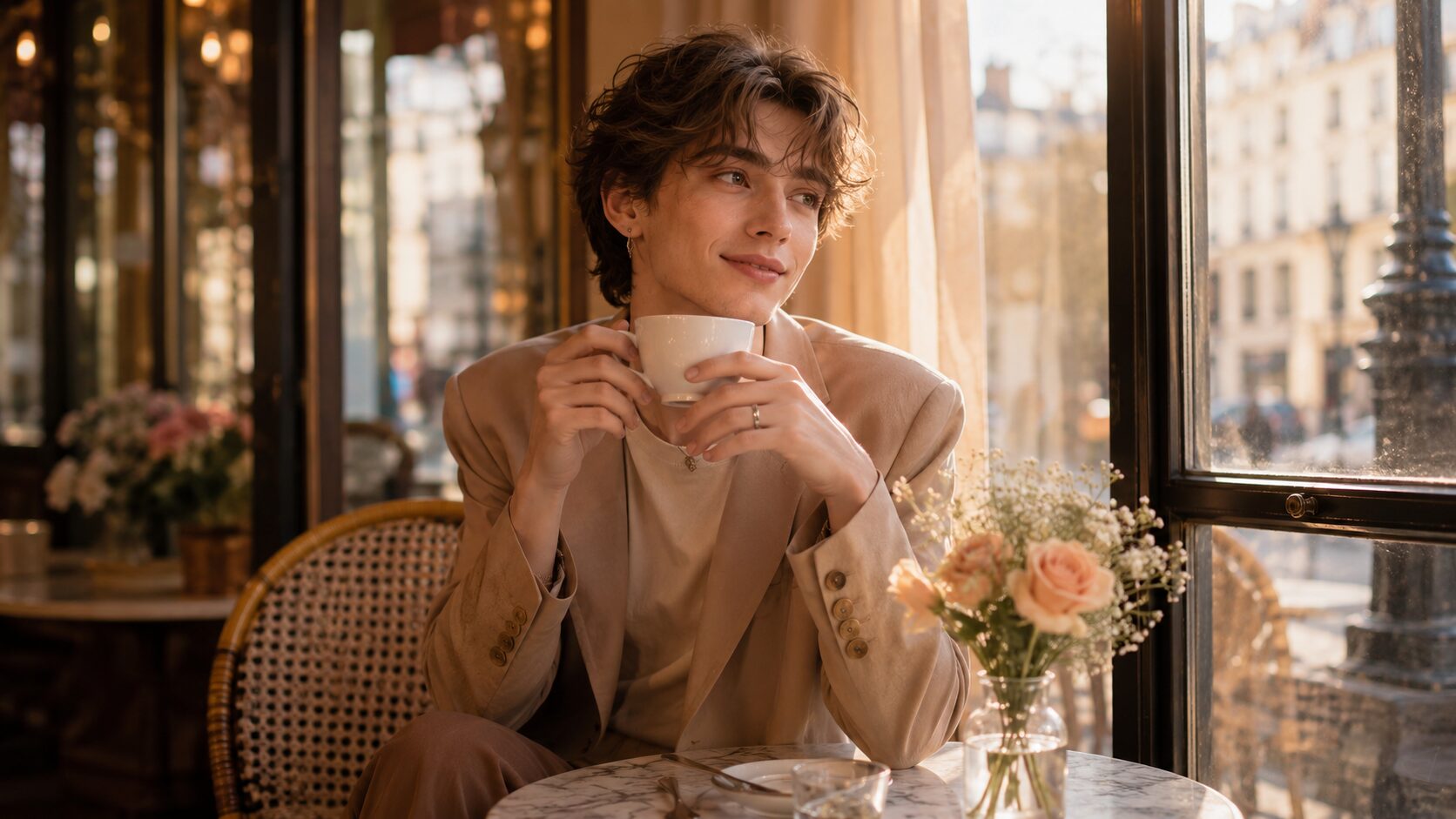 Sissy Welt Café Date im Abendlicht