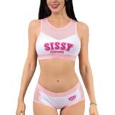 LittleForBig Cheer Sissy University Peekaboo Sports Bralette Set Rosa XL - 1