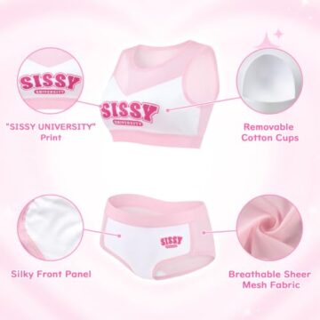 LittleForBig Cheer Sissy University Peekaboo Sports Bralette Set Rosa XL - 4
