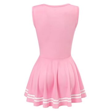 LittleForBig Damen Seidiger Ärmellose Overall Cheer Sissy Bodycon Mini Kleid Rock Rosa XXL - 6