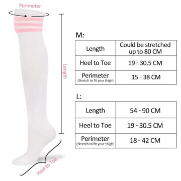 LittleForBig Knie Hoch Dick und Weich Schulmädchen Lange Gestreifte Tube Strümpfe College Style Socken 2 Paar L - Weiß und Rosa - 4