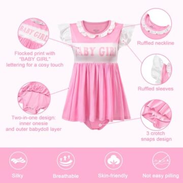 LittleForBig Seidiger Kawaii Strampler Onesie Schlafanzug Bodysuit - Baby Girl Babydoll Strampler Rosa M - 2