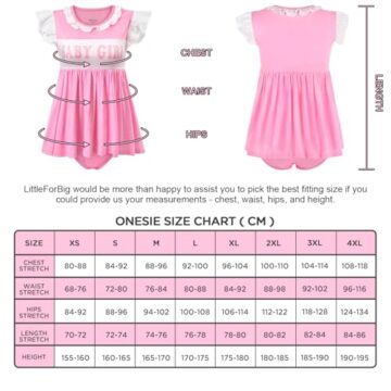 LittleForBig Seidiger Kawaii Strampler Onesie Schlafanzug Bodysuit - Baby Girl Babydoll Strampler Rosa M - 4