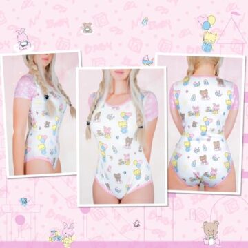 LittleForBig Seidiger Strampler Onesie Schlafanzug Bodysuit - Baby Cuties Strampler Rosa L - 4