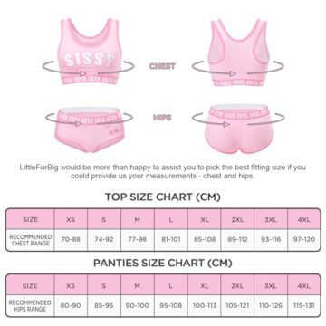 LittleForBig Unisex Baumwolle Camisole und Höschen Sport Loungewear Bralette Set – Sissy University Bralette Set Rosa L - 4