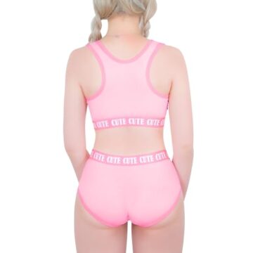 LittleForBig Unisex Baumwolle Camisole und Höschen Sport Loungewear Bralette Set – Sissy University Bralette Set Rosa L - 5