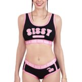 LittleForBig Unisex Baumwolle Camisole und Höschen Sport Loungewear Bralette Set – Sissy University Bralette Set Schwarz XXXXL - 1