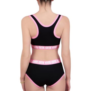 LittleForBig Unisex Baumwolle Camisole und Höschen Sport Loungewear Bralette Set – Sissy University Bralette Set Schwarz XXXXL - 3