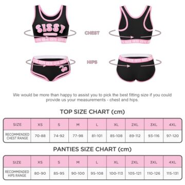 LittleForBig Unisex Baumwolle Camisole und Höschen Sport Loungewear Bralette Set – Sissy University Bralette Set Schwarz XXXXL - 4