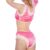 LittleForBig Unisex Pullover aus Seidigem Satin mit Glänzender Spitzenverarbeitung und Rüschenbesatz Croptop-Höschen-Form Dessous Loungewear Bralette Set Magenta XXL - 3