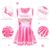 LittleForBig Unisex Seidiger Ärmelloser Overall Glänzender Satin Cheer Sissy Bodycon Mini Kleid Rock Hot Pink XL - 3