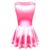 LittleForBig Unisex Seidiger Ärmelloser Overall Glänzender Satin Cheer Sissy Bodycon Mini Kleid Rock Hot Pink XL - 4