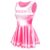 LittleForBig Unisex Seidiger Ärmelloser Overall Glänzender Satin Cheer Sissy Bodycon Mini Kleid Rock Hot Pink XL - 5