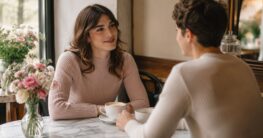 Ehrliches Gespräch bei Kaffee in einem hellen Café