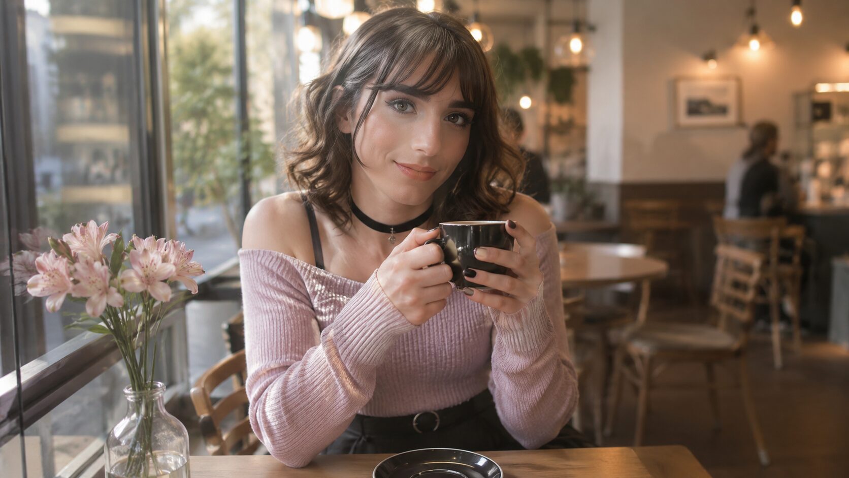 Sanftes Femboy Beitragsbild zu Femboy Geschichte – Café, Mascara und ein mutiger Satz