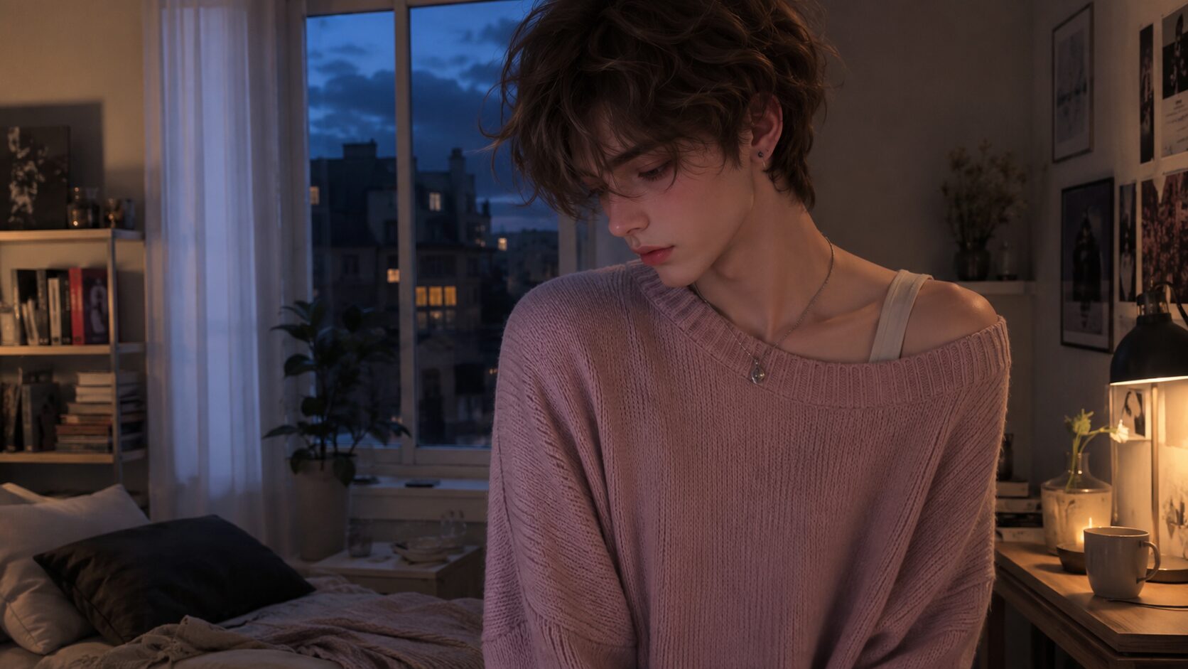 Sanftes Femboy Beitragsbild zu Femboy Geschichte – Der Abend, an dem Leo leiser wurde