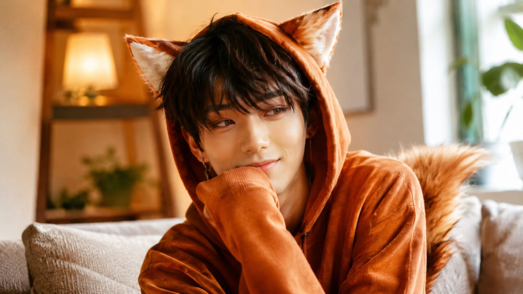 Stimmungsvolles Foxboy Beitragsbild zu Foxboy Geschichte – Ohren, Hoodie und ein scheues Lächeln