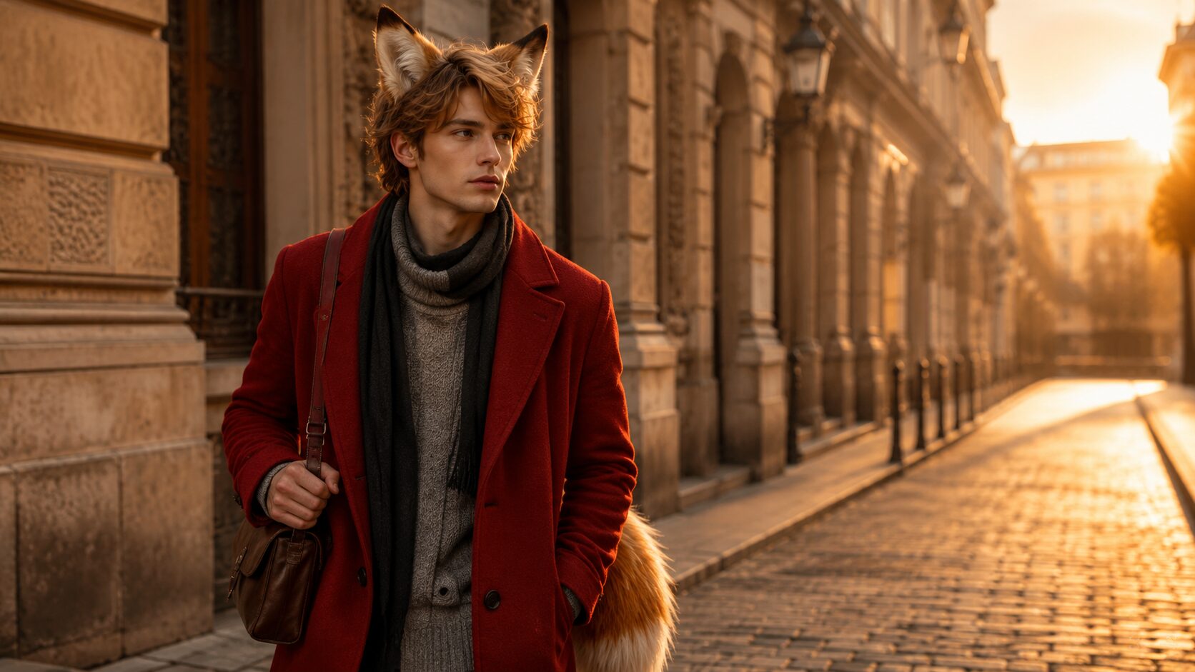 Stimmungsvolles Foxboy Beitragsbild zu Foxboy Geschichte – Das Foto mit dem roten Mantel